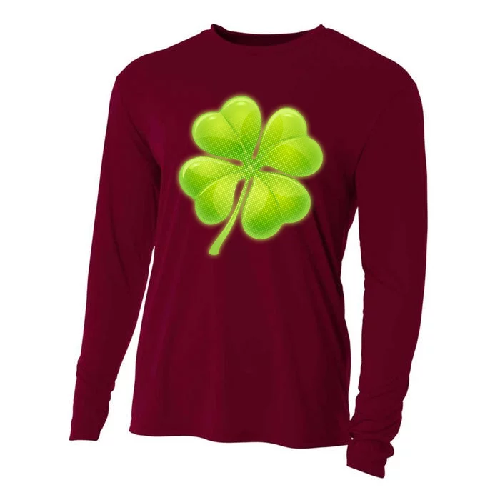 Cute St Patricks Day Lucky Glowing Shamrock Clover Cooling Performance Long Sleeve Crew