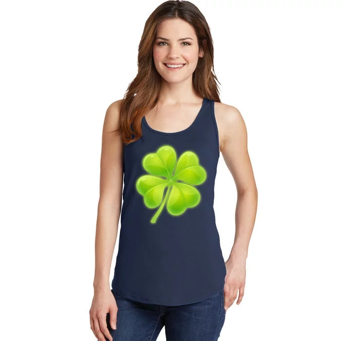 Cute St Patricks Day Lucky Glowing Shamrock Clover Ladies Essential Tank