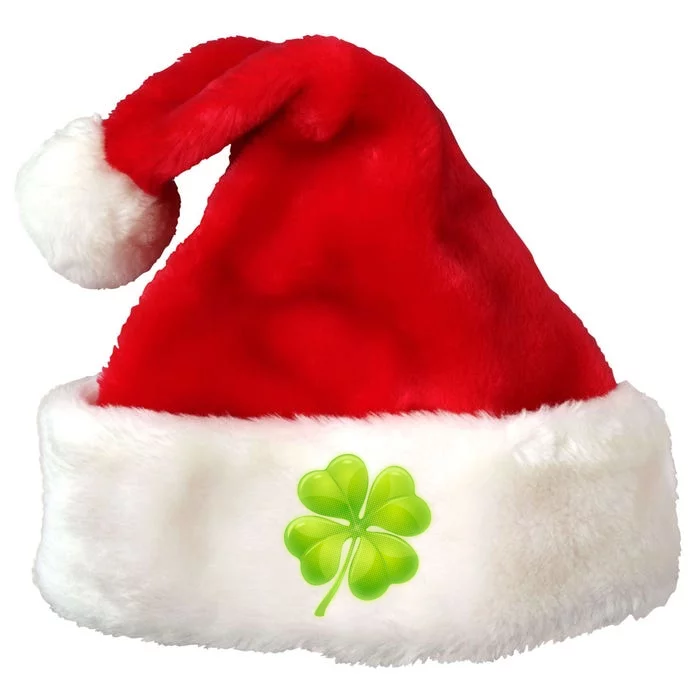 Cute St Patricks Day Lucky Glowing Shamrock Clover Premium Christmas Santa Hat