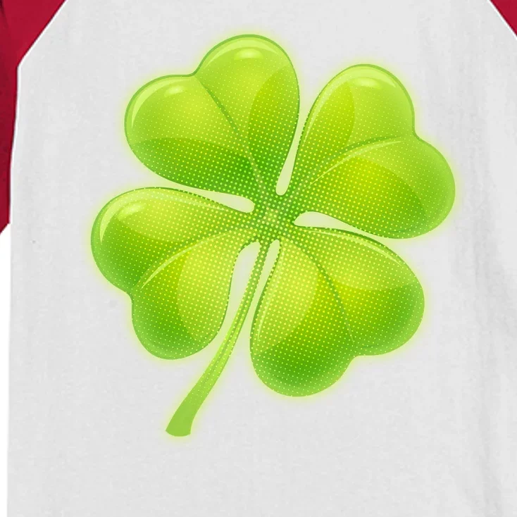 Cute St Patricks Day Lucky Glowing Shamrock Clover Kids Colorblock Raglan Jersey