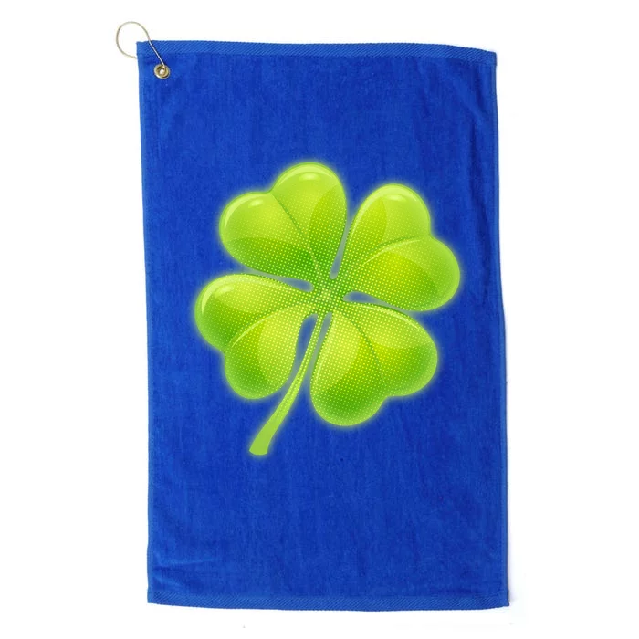 Cute St Patricks Day Lucky Glowing Shamrock Clover Platinum Collection Golf Towel