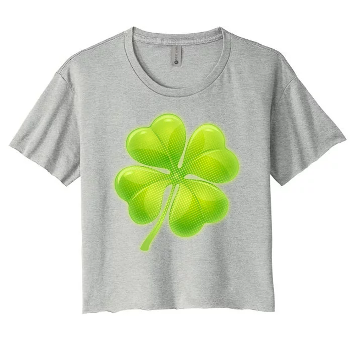 Cute St Patricks Day Lucky Glowing Shamrock Clover Women's Crop Top Tee