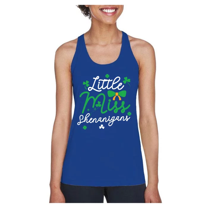 Cute St Patrick Costume Shamrock Little Miss Shenanigans Gift Women's Racerback Tank