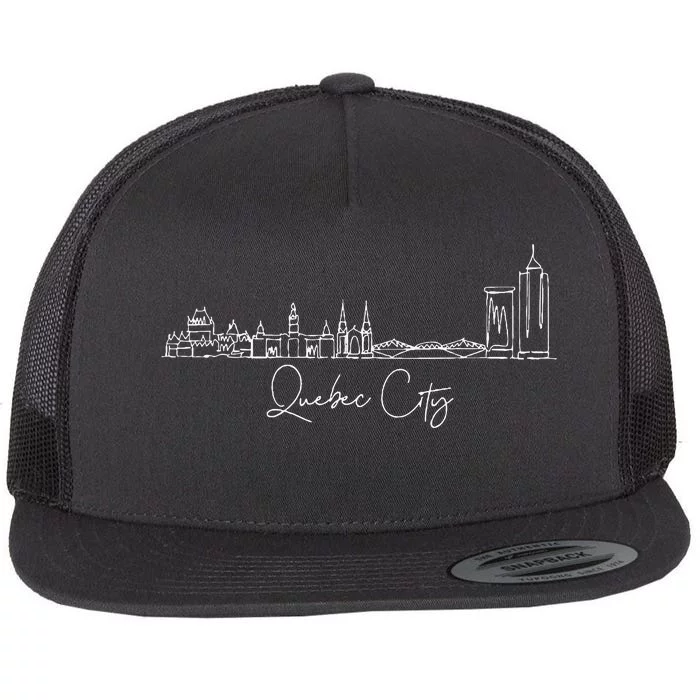 City Skyline Quebec Canada Flat Bill Trucker Hat