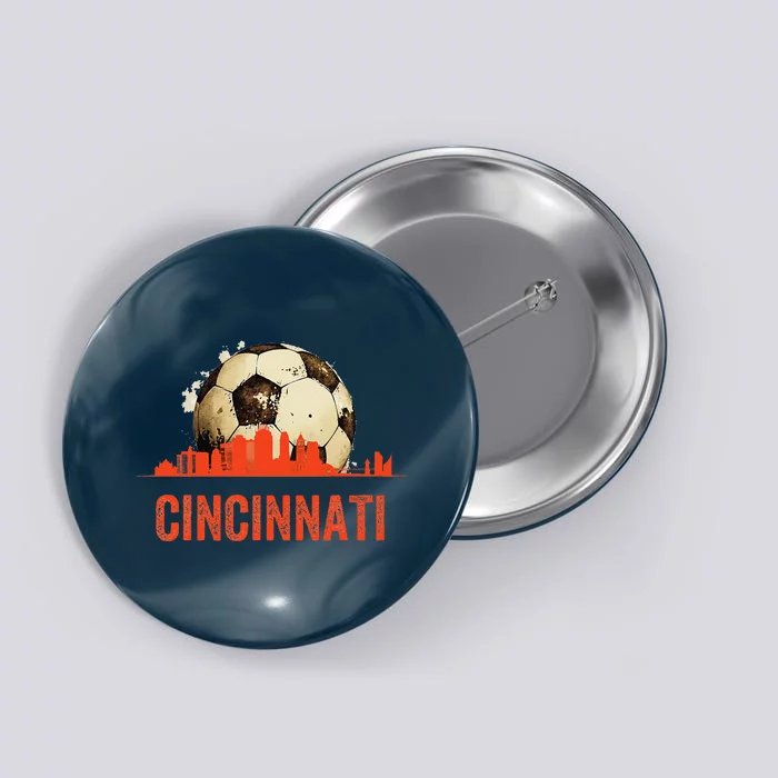 Cincinnati Soccer Queen City Skyline Futbol Fan Button