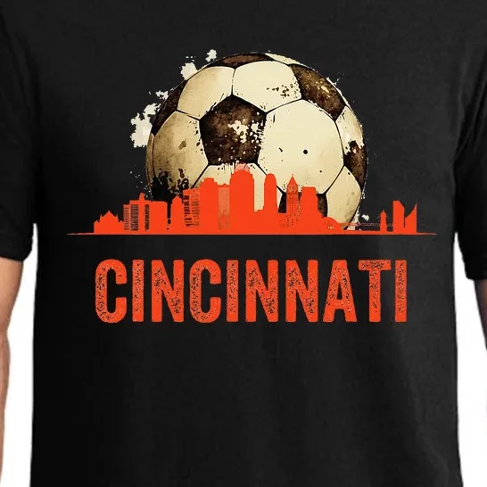 Cincinnati Soccer Queen City Skyline Futbol Fan Pajama Set