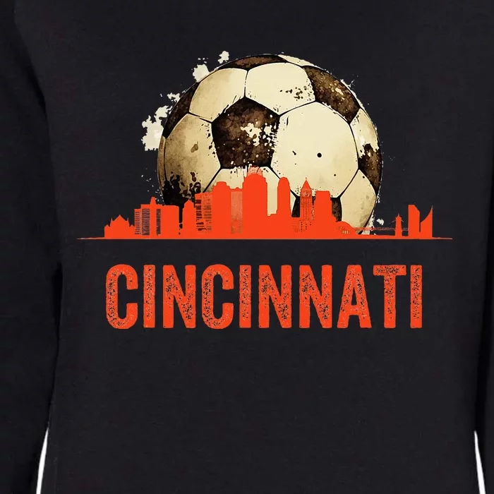 Cincinnati Soccer Queen City Skyline Futbol Fan Womens California Wash Sweatshirt