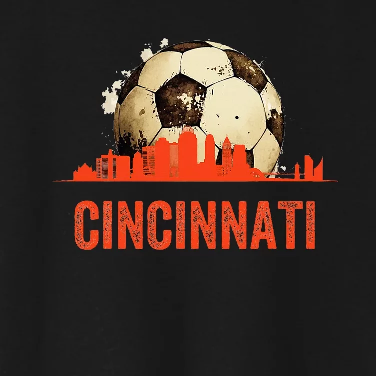 Cincinnati Soccer Queen City Skyline Futbol Fan Women's Crop Top Tee