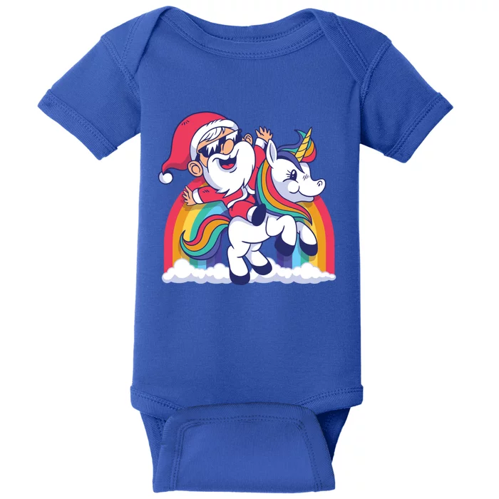 Cute Santa Riding Unicorn Christmas Gift Xmas Present Funny Gift Baby Bodysuit