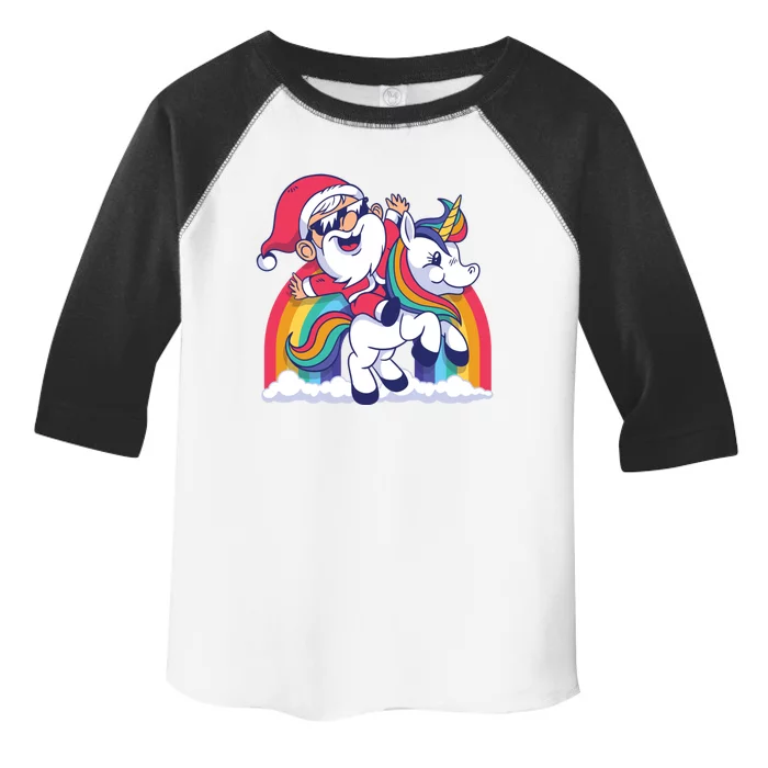 Cute Santa Riding Unicorn Christmas Gift Xmas Present Funny Gift Toddler Fine Jersey T-Shirt