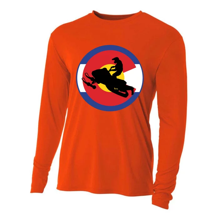 Colorado Snowmobile Rider Snowmobiling In Colorado Gift Cooling Performance Long Sleeve Crew