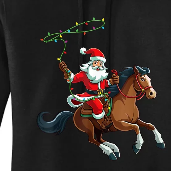 Cowboy Santa Riding A Horse Christmas Funny Women's Pullover Hoodie