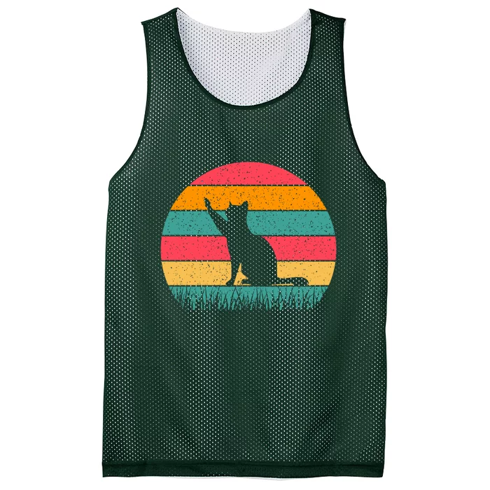 Cat Sunset Retro Vintage Mesh Reversible Basketball Jersey Tank