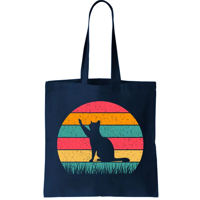 Cat Sunset Retro Vintage Tote Bag