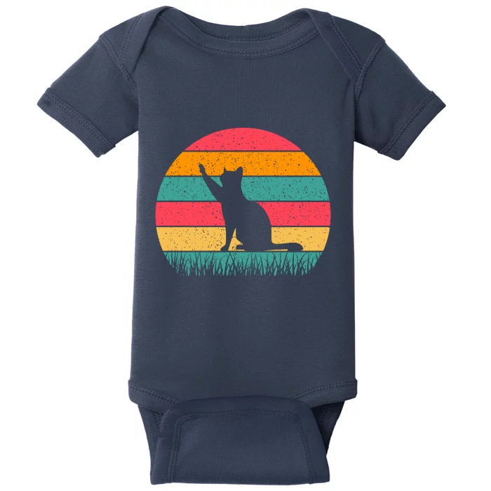 Cat Sunset Retro Vintage Baby Bodysuit