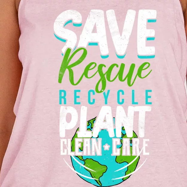 Cute Save Rescue Recycle Plant Clean Care Earth Day Gift Women's Knotted Racerback Tank