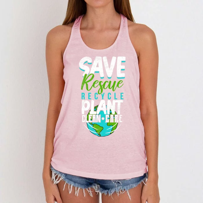 Cute Save Rescue Recycle Plant Clean Care Earth Day Gift Women's Knotted Racerback Tank