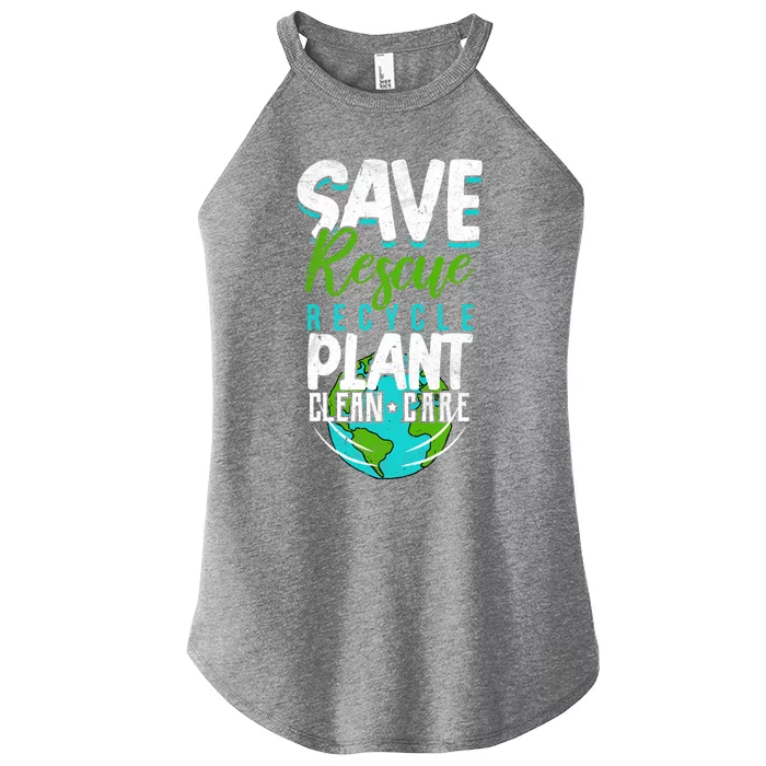 Cute Save Rescue Recycle Plant Clean Care Earth Day Gift Women’s Perfect Tri Rocker Tank