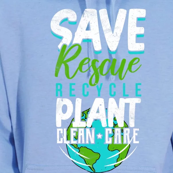 Cute Save Rescue Recycle Plant Clean Care Earth Day Gift Unisex Surf Hoodie