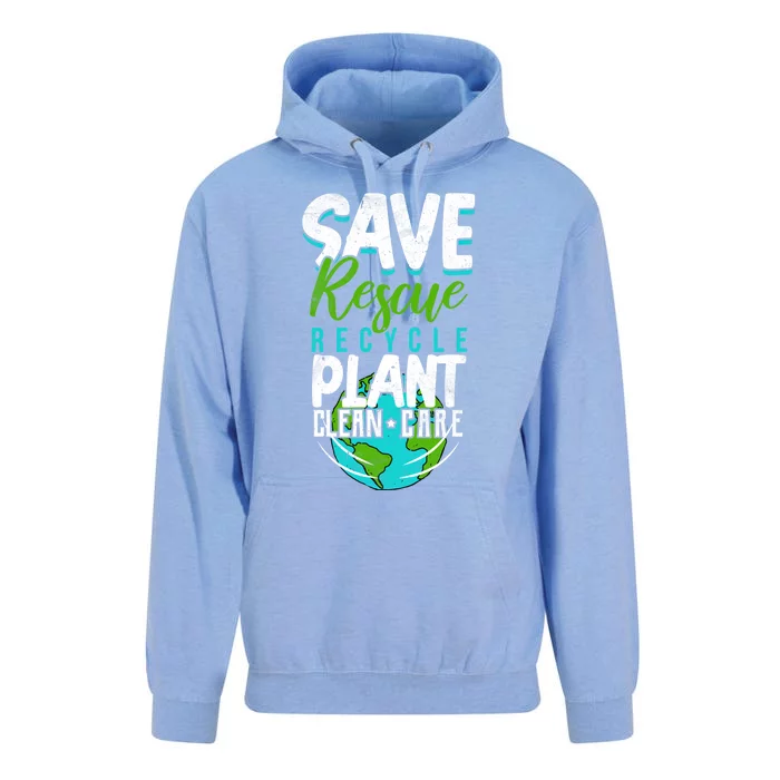 Cute Save Rescue Recycle Plant Clean Care Earth Day Gift Unisex Surf Hoodie