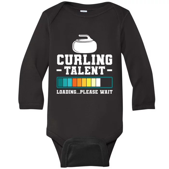 Curling Stone Retro Vintage Curler Team Sport Baby Long Sleeve Bodysuit