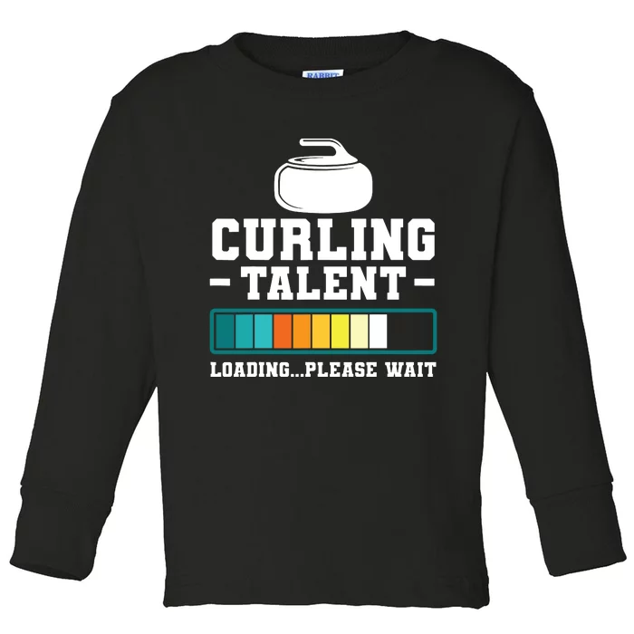 Curling Stone Retro Vintage Curler Team Sport Toddler Long Sleeve Shirt