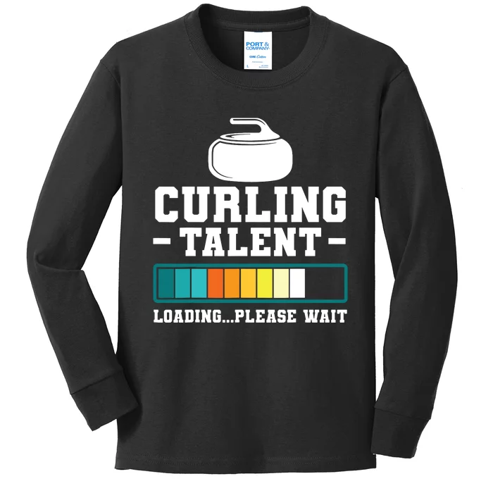 Curling Stone Retro Vintage Curler Team Sport Kids Long Sleeve Shirt