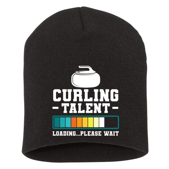 Curling Stone Retro Vintage Curler Team Sport Short Acrylic Beanie