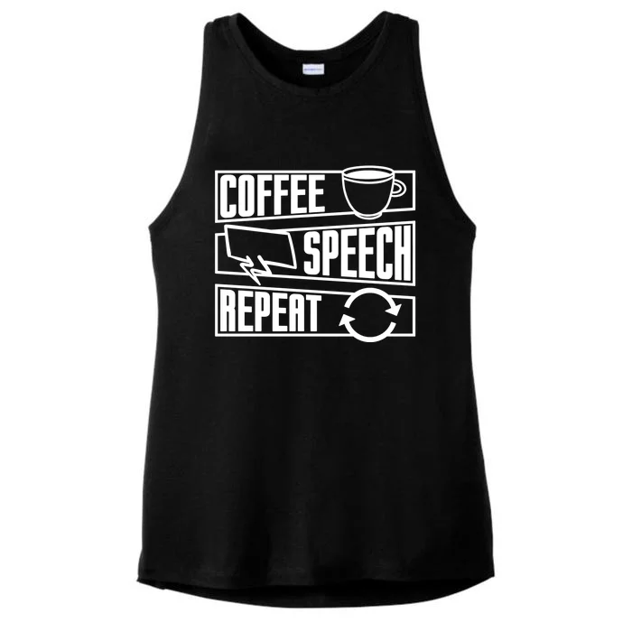 Coffee Speech Repeat Anxiety Awareness Care Tal Health Gift Ladies Tri-Blend Wicking Tank