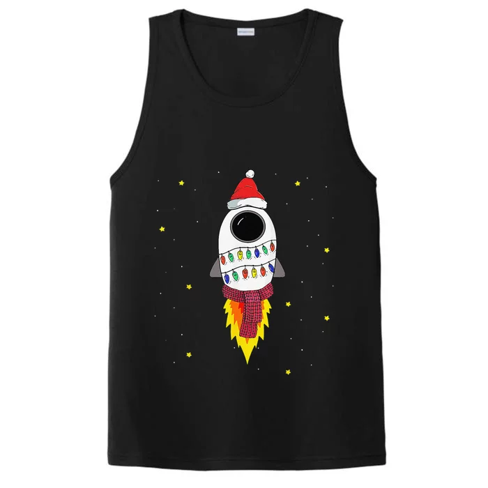 Christmas Space Rocket Pajama Top Santa Space Themed Performance Tank