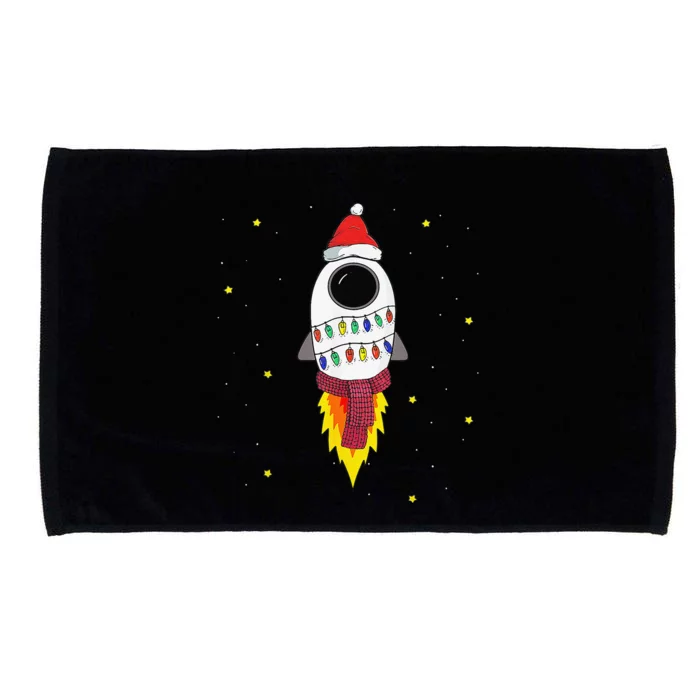 Christmas Space Rocket Pajama Top Santa Space Themed Microfiber Hand Towel