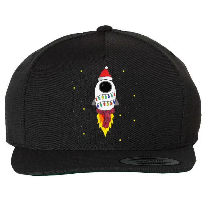 Christmas Space Rocket Pajama Top Santa Space Themed Wool Snapback Cap