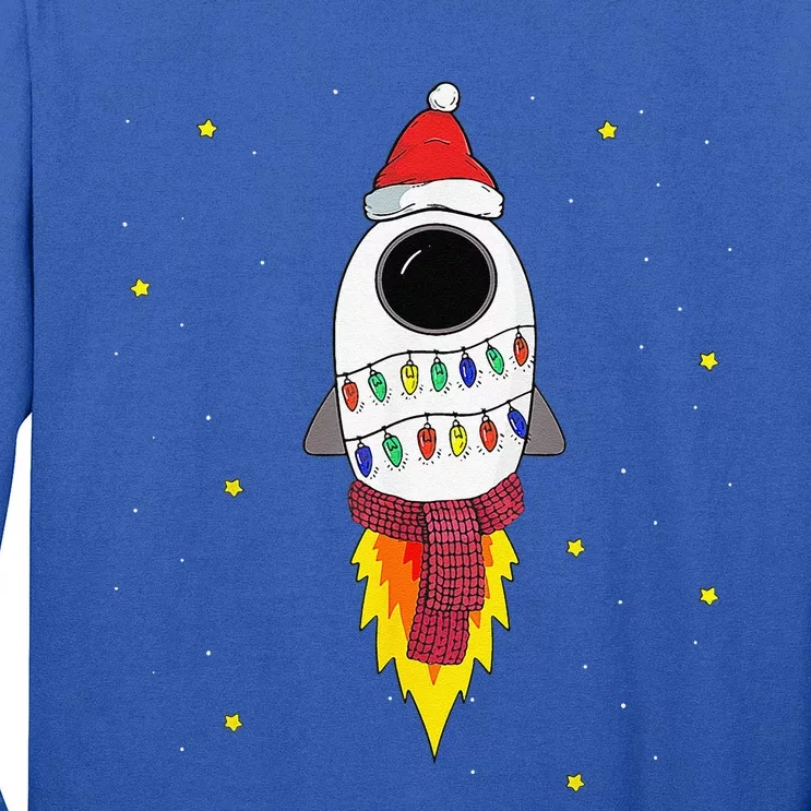 Christmas Space Rocket Pajama Top Santa Space Themed Long Sleeve Shirt