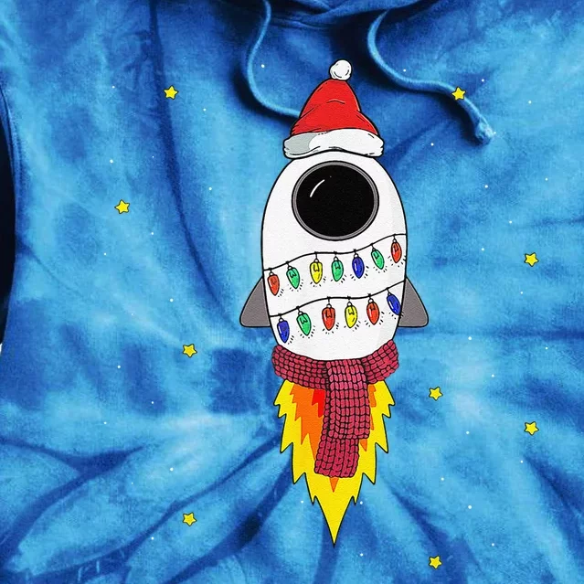 Christmas Space Rocket Pajama Top Santa Space Themed Tie Dye Hoodie