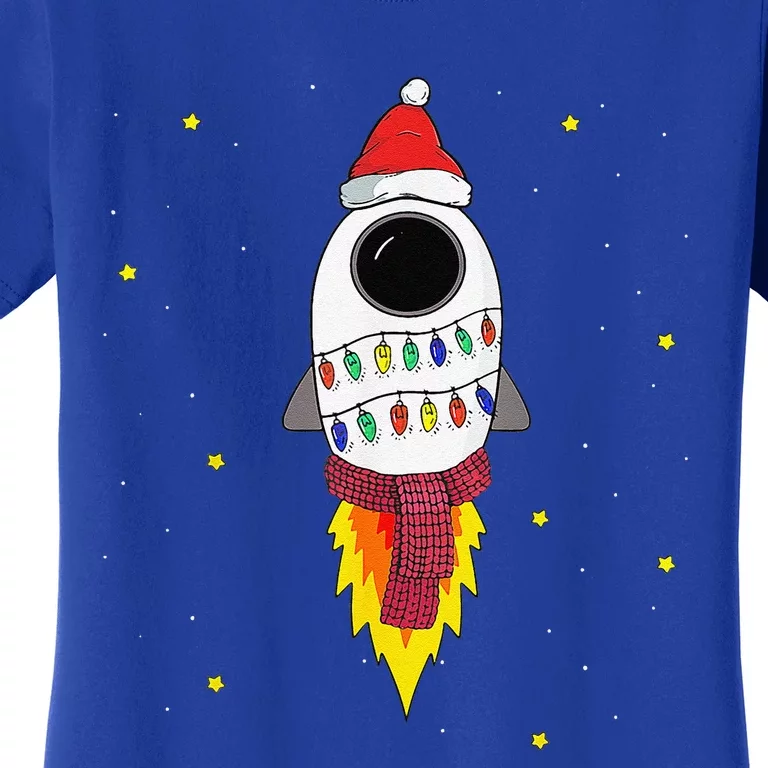 Christmas Space Rocket Pajama Top Santa Space Themed Women's T-Shirt