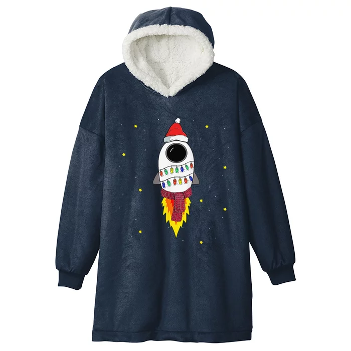 Christmas Space Rocket Pajama Top Santa Space Themed Hooded Wearable Blanket