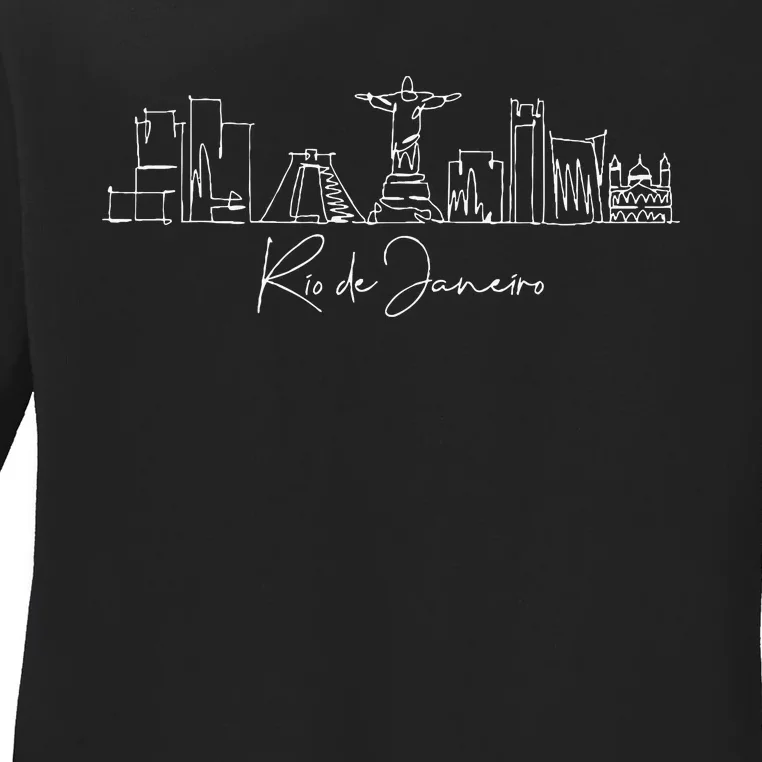 City Skyline Rio De Janeiro Brazil Ladies Long Sleeve Shirt