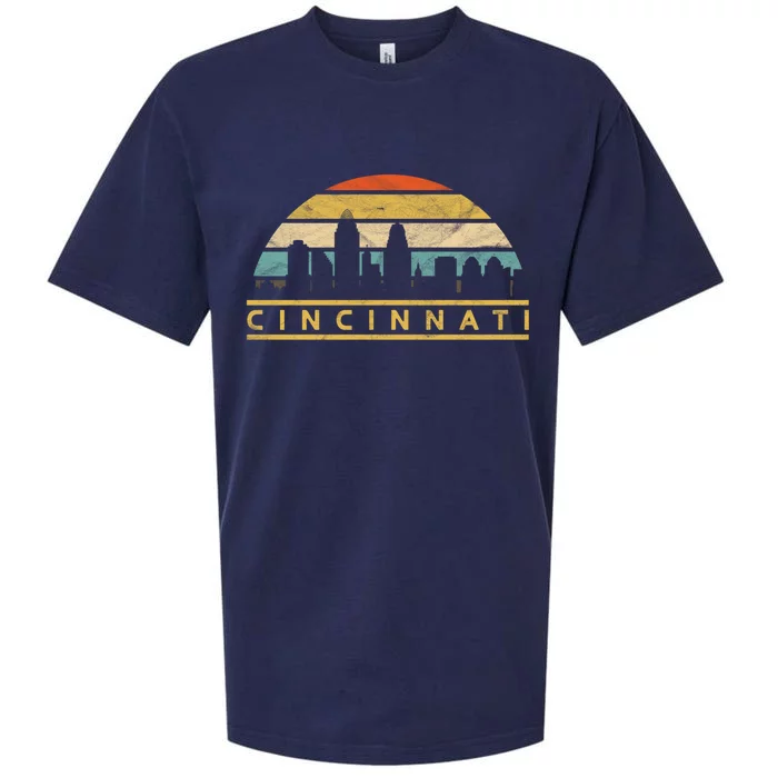 Cincinnati Skyline Retro Vintage Sunset Souvenir Gift Sueded Cloud Jersey T-Shirt