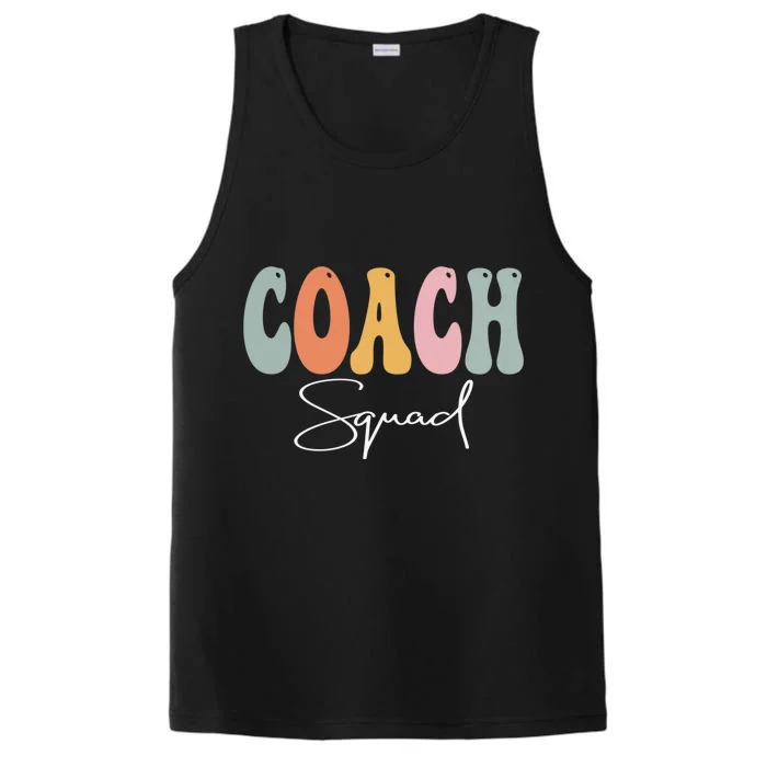 Coach Squad Retro Groovy Vintage Happy First Day Of School Gift Performance Tank