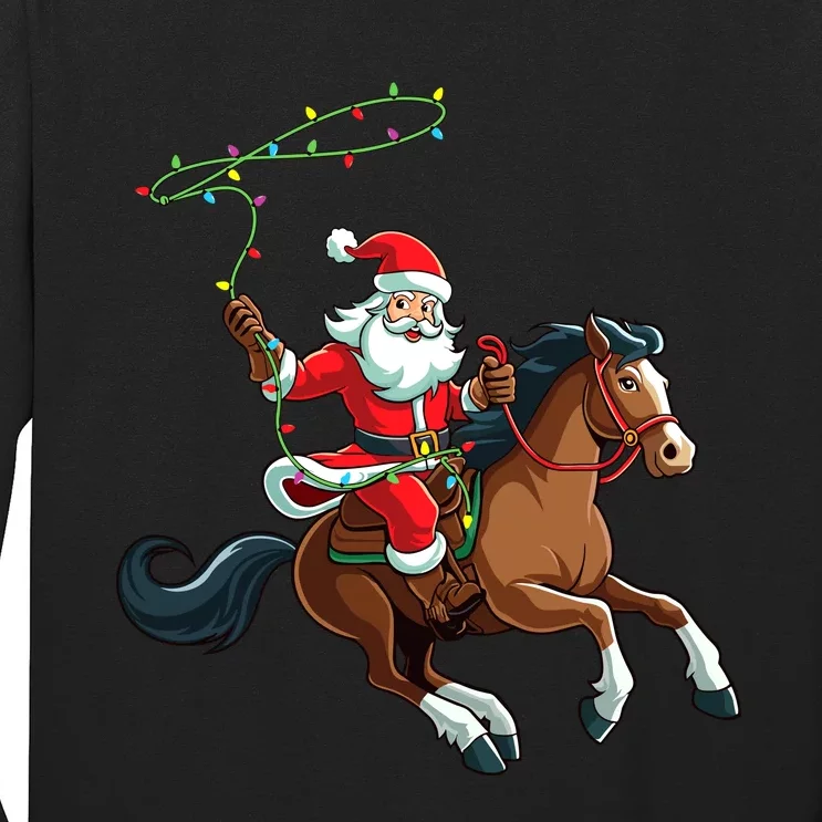 Cowboy Santa Riding A Horse Christmas Funny Long Sleeve Shirt