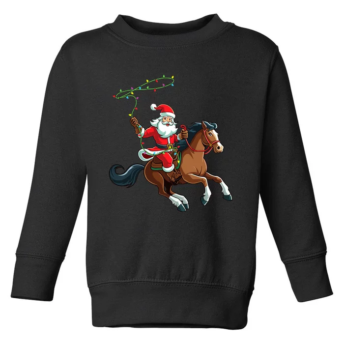 Cowboy Santa Riding A Horse Christmas Funny Toddler Sweatshirt