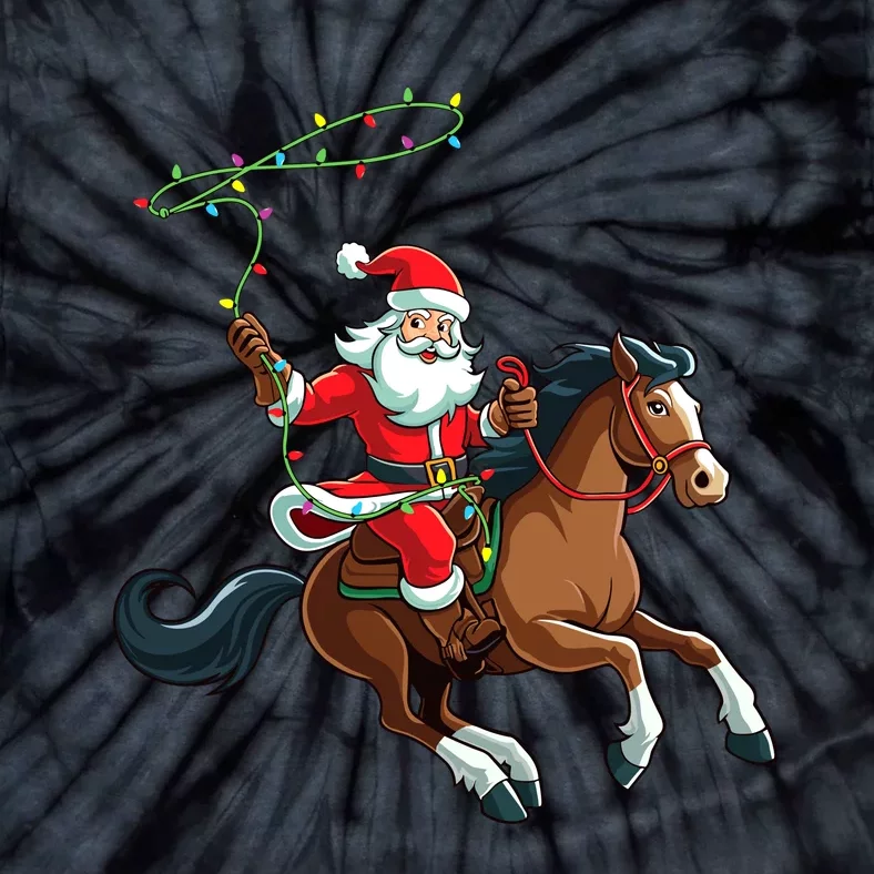 Cowboy Santa Riding A Horse Christmas Funny Tie-Dye T-Shirt