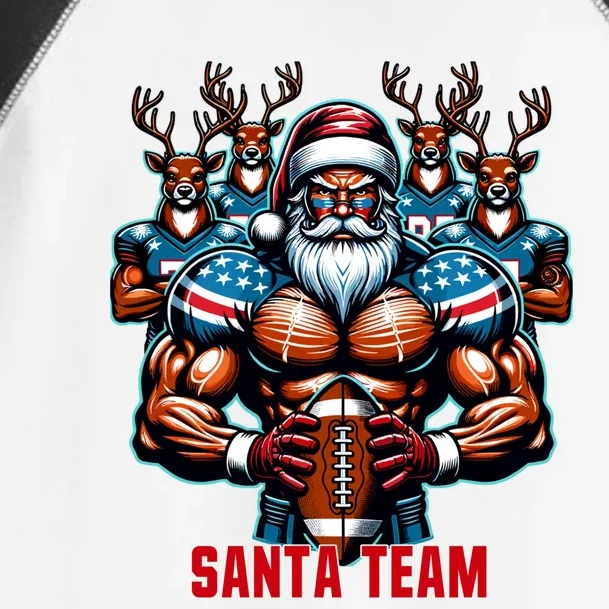 Christmas Santa Reindeer Play American Football Xmas Sport Cute Gift Toddler Fine Jersey T-Shirt