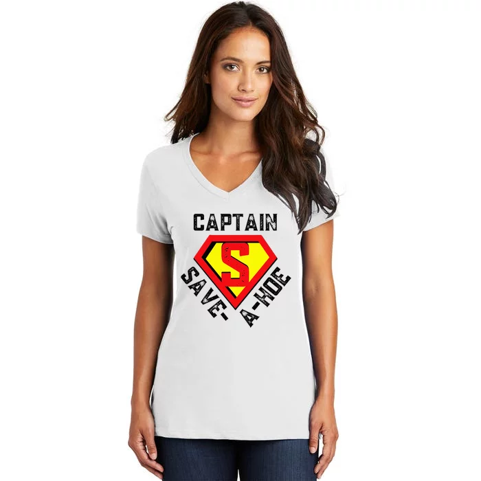 Captain Saveahoe Rusty Vintage Funny Retro Women's V-Neck T-Shirt