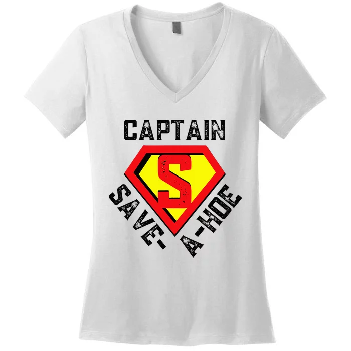 Captain Saveahoe Rusty Vintage Funny Retro Women's V-Neck T-Shirt