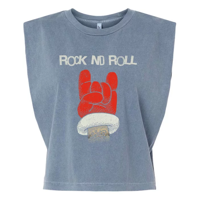 Christmas Santa Rock Nd Roll Music Lovers Christmas Costume Gift Garment-Dyed Women's Muscle Tee