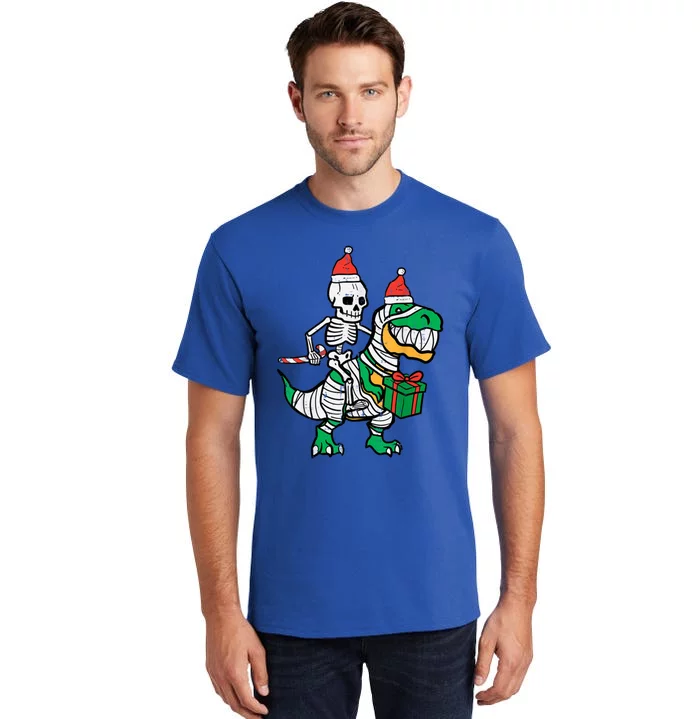 Christmas Skeleton Riding T Rex Santa Xmas Dino Great Gift Tall T-Shirt