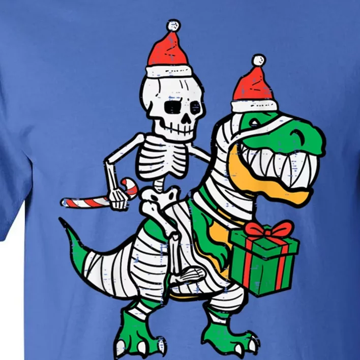 Christmas Skeleton Riding T Rex Santa Xmas Dino Great Gift Tall T-Shirt