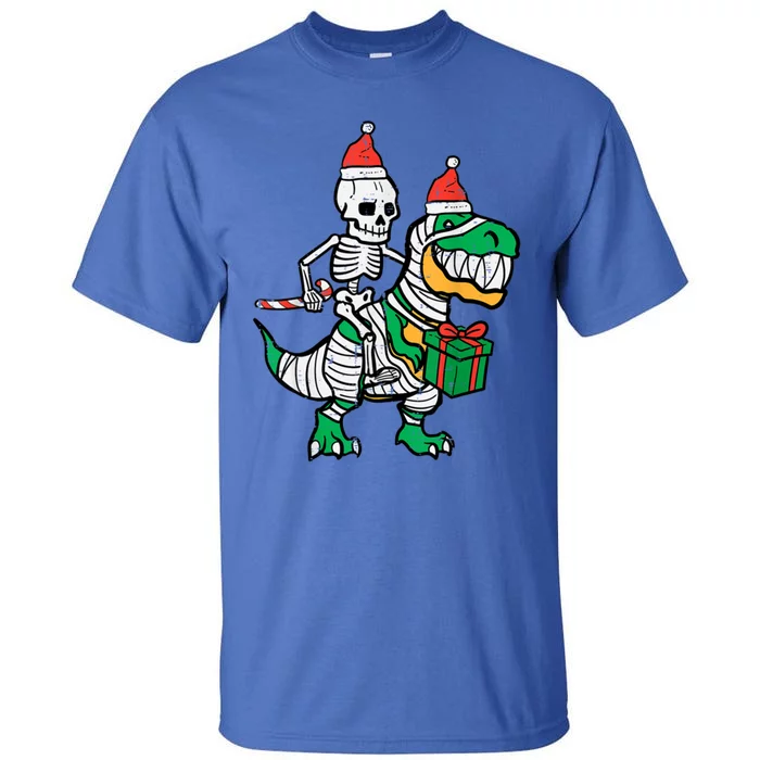 Christmas Skeleton Riding T Rex Santa Xmas Dino Great Gift Tall T-Shirt