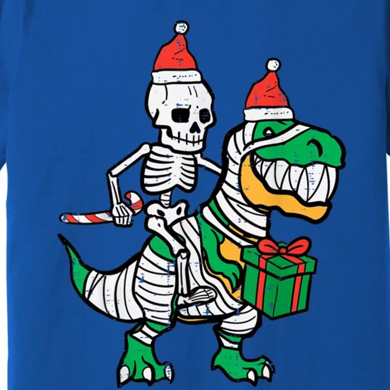 Christmas Skeleton Riding T Rex Santa Xmas Dino Great Gift Premium T-Shirt